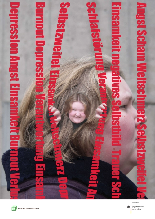 Poster 1 einer Posterreihe zum Thema "raus aus dem Kriesenmodus" für einen Posterwettbewerb des deutschen Studierendenwerkes